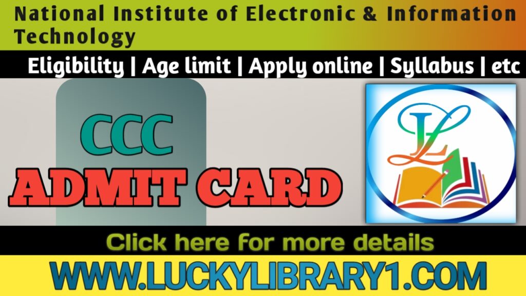 NIELIT CCC Exam Admit Card for the April 2025
