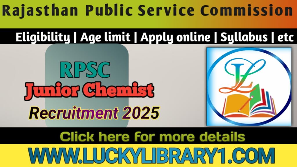 Rajasthan RPSC Junior Chemist Recruitment 2025