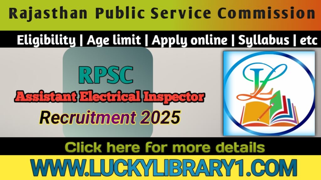 Rajasthan RPSC Assistant Electrical Inspector Recruitment 2025 Apply Online