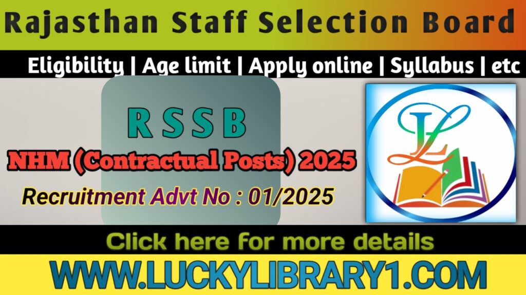 Rajasthan Staff Selection Board RSSB RSMSSB NHM (Contractual Posts) 2025
